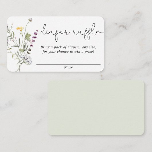 Wilde bloemen baby showers luierloten informatiekaartje (Voorkant / Achterkant)