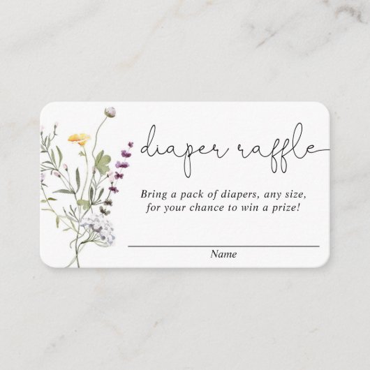 Wilde bloemen baby showers luierloten informatiekaartje (Voorkant)
