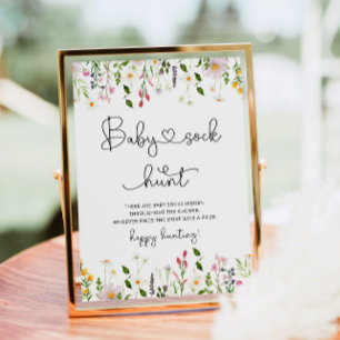 Wilde bloemen Baby sock jagen baby shower Poster
