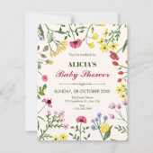 Wilde bloemen babyshower kaart (Voorkant)