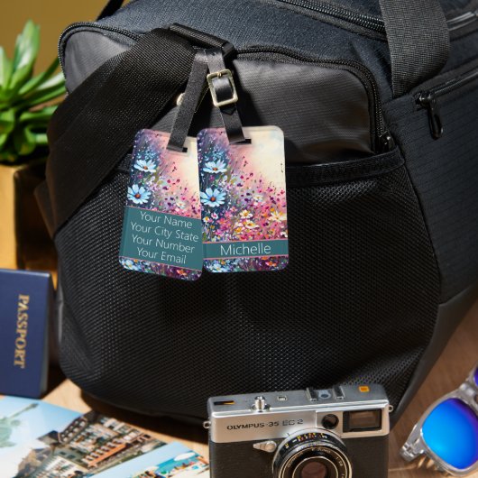 Wilde bloemen bagagelabel (Voorkant /achterkant)