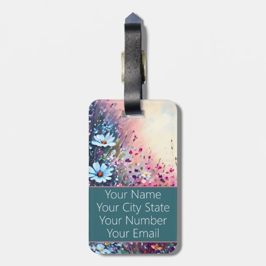 Wilde bloemen bagagelabel (Achterkant verticaal)