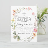 Wilde bloemen — BAPTISM-uitnodiging Kaart (Staand voorkant)