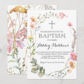 Wilde bloemen — BAPTISM-uitnodiging Kaart (Voorkant / Achterkant)