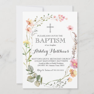 Wilde bloemen — BAPTISM-uitnodiging Kaart