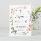 Wilde bloemen — BAPTISM-uitnodiging Kaart (Staand voorkant)