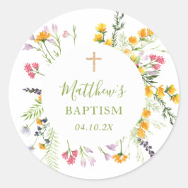 Wilde bloemen Baptisme Communistische Favor Sticke Ronde Sticker