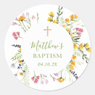 Wilde bloemen Baptisme Communistische Favor Sticke Ronde Sticker