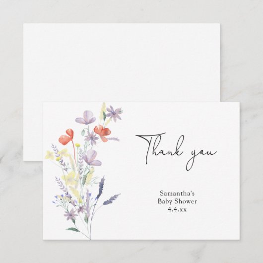Wilde bloemen bedanken je babyshower bedankkaart (Voorkant / Achterkant)