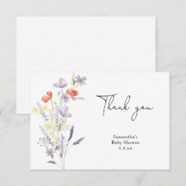 Wilde bloemen bedanken je babyshower bedankkaart