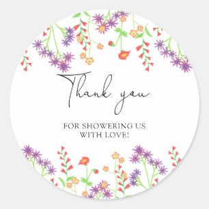 Wilde bloemen bedanken je  ronde sticker