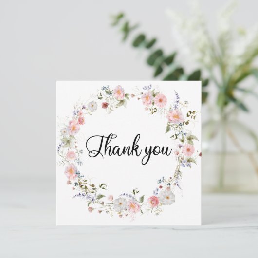 Wilde bloemen bedankkaart (Staand voorkant)