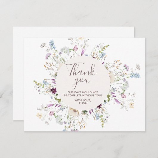 Wilde bloemen bedankkaart (Voorkant / Achterkant)