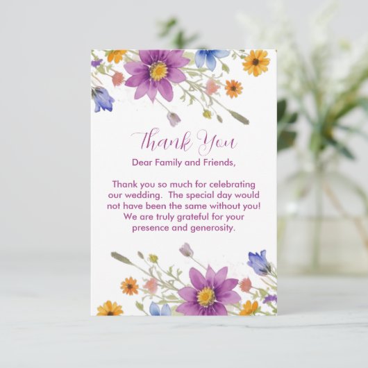 Wilde bloemen bedankkaart (Staand voorkant)