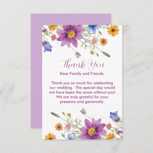 Wilde bloemen bedankkaart (Voorkant / Achterkant)
