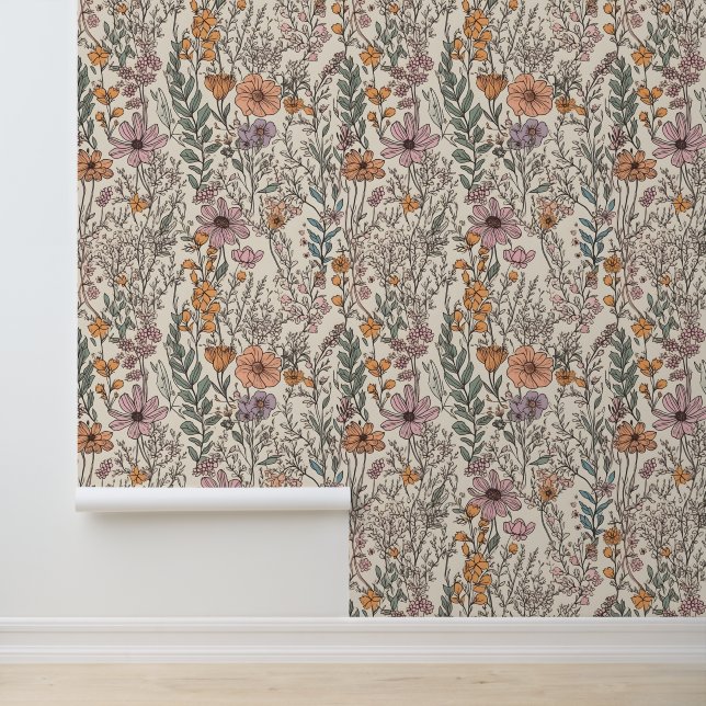 Wilde bloemen behang (Applicatie)