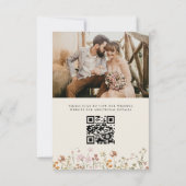 Wilde Bloemen Beige Foto QR Code Save the Date (Achterkant)