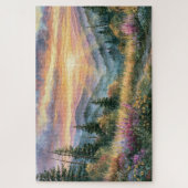 Wilde Bloemen Berg Zonsopgang Schildering Legpuzzel (Verticaal)