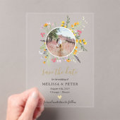 Wilde bloemen bewaren de datumfoto acryl uitnodigingen (Insitu (Draagbaar))