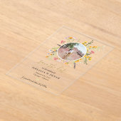 Wilde bloemen bewaren de datumfoto acryl uitnodigingen (Laagn)
