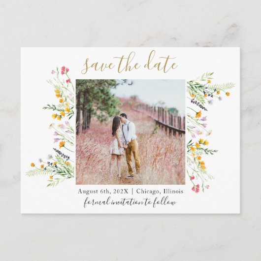 Wilde bloemen bewaren het briefkaart van de datumf (Voorkant)