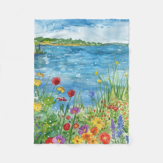 Wilde bloemen bij een meer fleece deken (Voorkant)