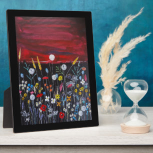 Wilde bloemen bij zonsondergang Schilderij van Alf Fotoplaat