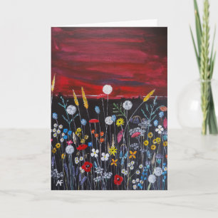 Wilde bloemen bij zonsondergang Schilderij van Alf Kaart