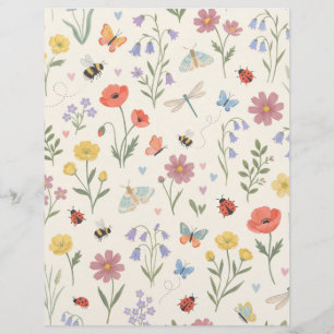 Wilde Bloemen Bijen Vlinders Scrapbook Papier