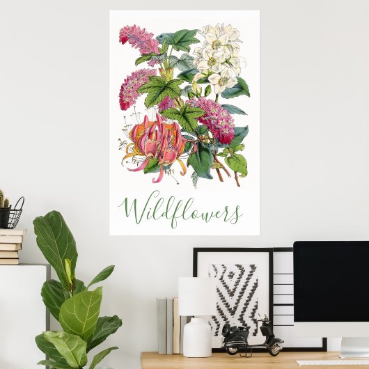  wilde bloemen, bijtende katoenhoudende bloemen poster (Thuiskantoor)