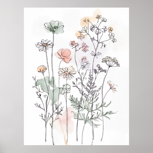 Wilde Bloemen & Bladerrijke Takken, Modern Huisdec Poster (Voorkant)