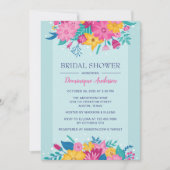 Wilde bloemen Blauw en Roze Vrijgezellenfeest Kaart (Voorkant)