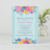 Wilde bloemen Blauw en Roze Vrijgezellenfeest Kaart (Staand voorkant)