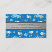 Wilde Bloemen Blauw Witte Bloemmotief Visitekaartje (Achterkant)