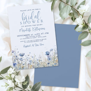 Wilde bloemen blauwe bloem bruiloft feestje kaart