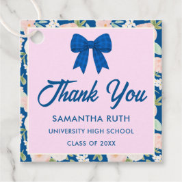 Wilde bloemen Blauwe Gingham Strik Afstudeerfeest Bedankjes Labels