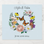 Wilde bloemen Blauwe paddenstoelen Bier Etiket (Enkel label)