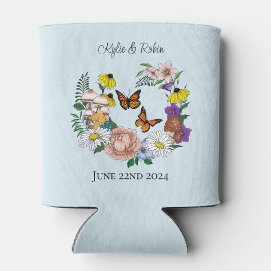 Wilde bloemen Blauwe paddenstoelen Blikjeskoeler (Achterkant)