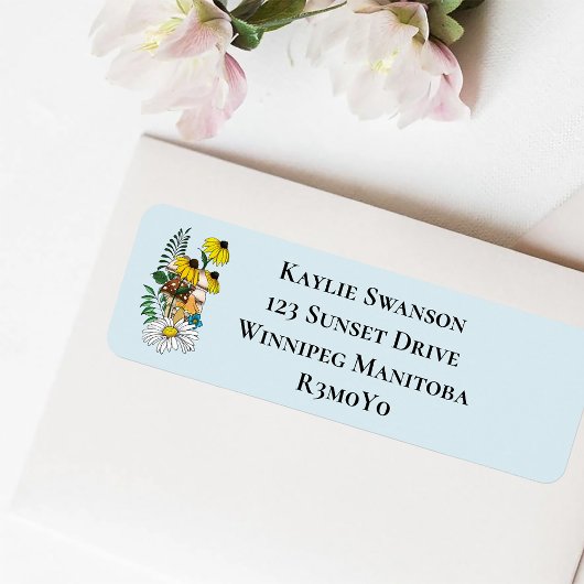 Wilde bloemen Blauwe paddenstoelen Etiket