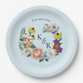 Wilde bloemen Blauwe paddenstoelen Papieren Bordje (Voorkant)