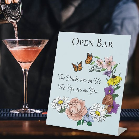 Wilde bloemen Blauwe paddenstoelen Reclamebord Met Voetstuk