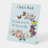 Wilde bloemen Blauwe paddenstoelen Reclamebord Met Voetstuk (Voorkant)