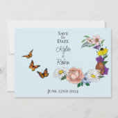 Wilde bloemen Blauwe paddenstoelen Save The Date (Voorkant)