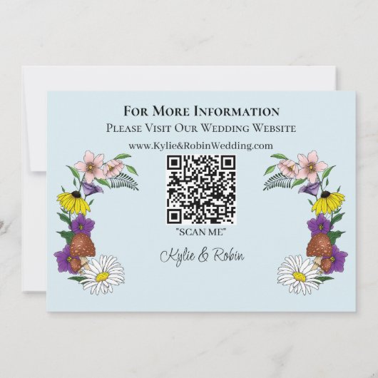 Wilde bloemen Blauwe paddenstoelen Save The Date (Achterkant)