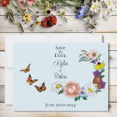 Wilde bloemen Blauwe paddenstoelen Save The Date