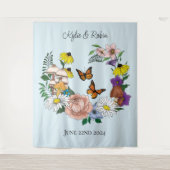 Wilde bloemen Blauwe paddenstoelen Wandkleed (Voorkant)