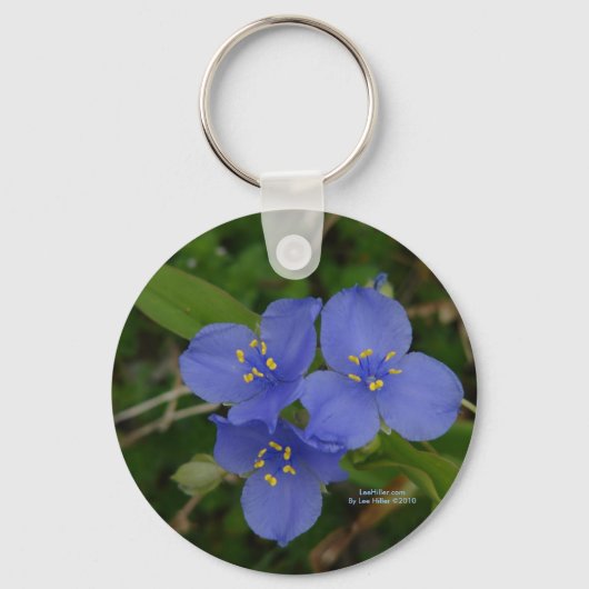 Wilde bloemen Blauwe Spiderwort Hot Springs AR Gif Sleutelhanger (Voorkant)