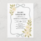 Wilde Bloemen Blauwe Strik Baby Shower Briefkaart (Voorkant)
