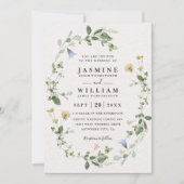 Wilde Bloemen Bloei Rustieke Elegante QR Code Trou Kaart (Voorkant)