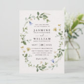 Wilde Bloemen Bloei Rustieke Elegante QR Code Trou Kaart (Staand voorkant)